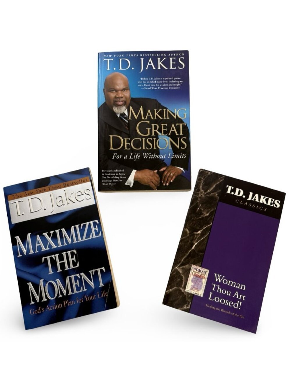 T.D. Jakes 3 Paperback Lot Making Great Decisions, Maximize Moment, Woman Loosed